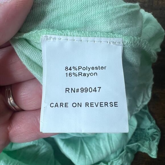 Women's Textured Fairy Grunge Sea Foam Green Dress Lace Inset Sz L Boho Hippie - Picture 15 of 15